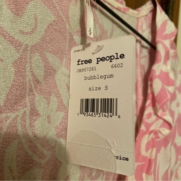 Free People Dress Rebecca Bubblegum Pink White Ruffle Long Sleeve Boho Small - Picture 4 of 10